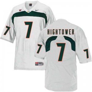 #7 Brian Hightower Miami Men University Jerseys White