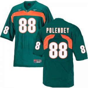 #88 Brian Polendey University of Miami Men Embroidery Jerseys Green