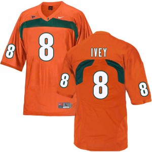 #8 DJ Ivey Hurricanes Men University Jersey Orange