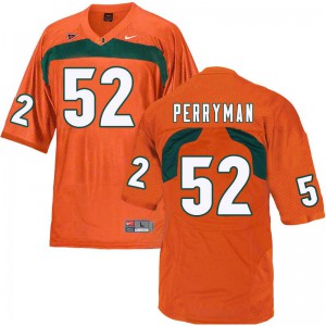 #52 Denzel Perryman Miami Men College Jerseys Orange