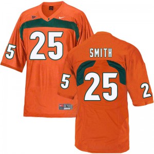 #25 Derrick Smith Miami Hurricanes Men Stitch Jersey Orange