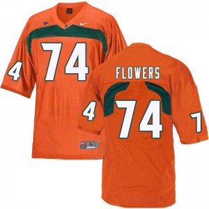 #74 Ereck Flowers Miami Hurricanes Men College Jersey Orange