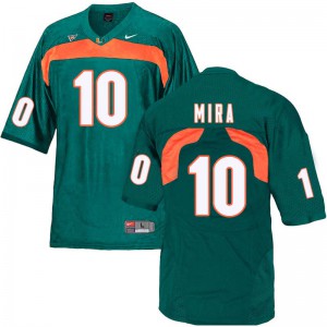 #10 George Mira Miami Hurricanes Men Stitched Jerseys Green