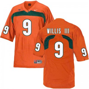 #9 Gerald Willis III Miami Hurricanes Men University Jerseys Orange