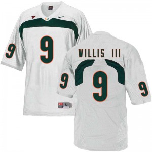 #9 Gerald Willis III University of Miami Men High School Jersey White