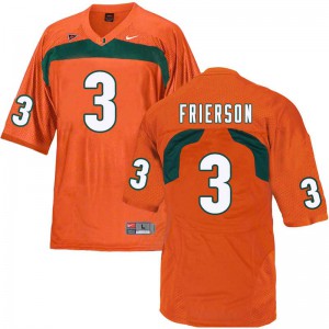 #3 Gilbert Frierson Miami Hurricanes Men Football Jersey Orange