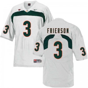 #3 Gilbert Frierson Miami Men College Jerseys White