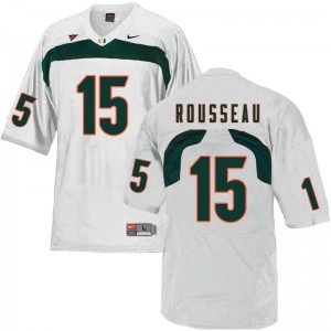 #15 Gregory Rousseau University of Miami Men Football Jerseys White
