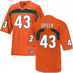#43 Jack Spicer Miami Hurricanes Men Alumni Jersey Orange