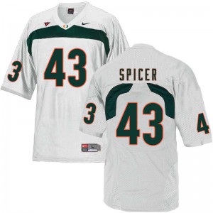 #43 Jack Spicer Miami Hurricanes Men Football Jerseys White