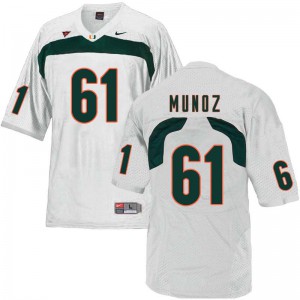 #61 Jacob Munoz University of Miami Men Football Jerseys White