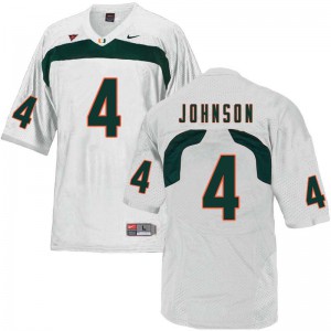 #4 Jaquan Johnson University of Miami Men Official Jerseys White