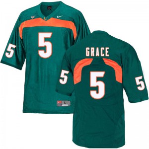#5 Jermaine Grace Miami Hurricanes Men Player Jerseys Green