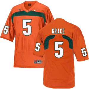 #5 Jermaine Grace Miami Hurricanes Men Player Jerseys Orange