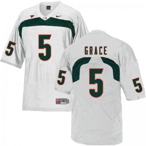 #5 Jermaine Grace Miami Men Stitch Jersey White