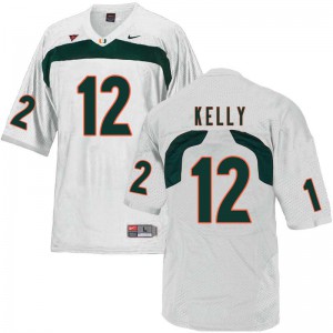 #12 Jim Kelly Miami Hurricanes Men Stitched Jersey White