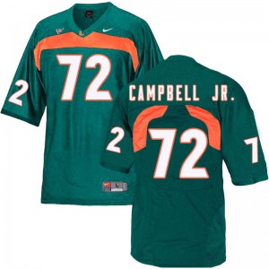 #72 John Campbell Jr. Miami Men University Jersey Green
