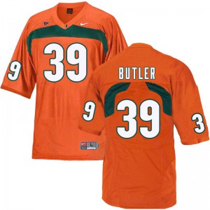 #39 Jordan Butler Miami Hurricanes Men College Jersey Orange