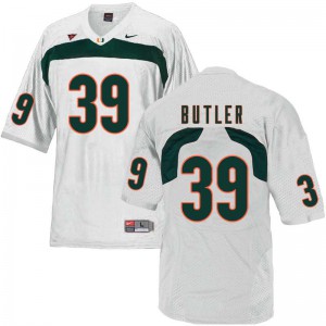 #39 Jordan Butler Miami Hurricanes Men Football Jerseys White