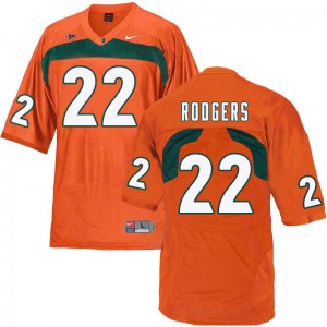 #22 Kacy Rodgers Hurricanes Men NCAA Jerseys Orange