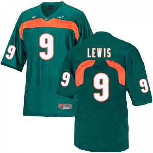 #9 Malcolm Lewis University of Miami Men Stitched Jersey Green