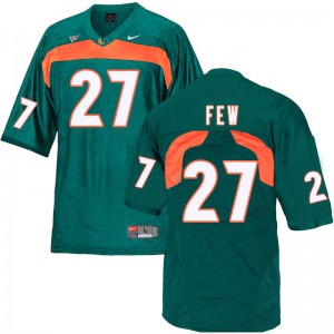 #27 Marshall Few University of Miami Men Football Jerseys Green