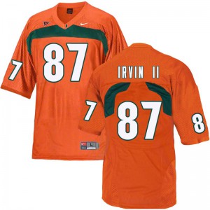 #87 Michael Irvin II Miami Men Official Jersey Orange