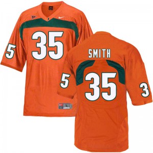 #35 Mike Smith Miami Hurricanes Men NCAA Jersey Orange