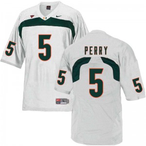 #5 NKosi Perry University of Miami Men Official Jersey White