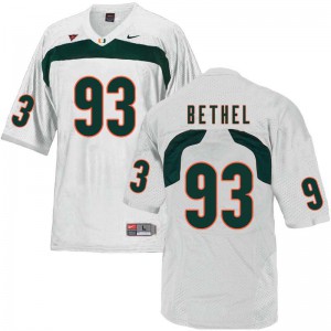 #93 Pat Bethel Miami Hurricanes Men Embroidery Jerseys White
