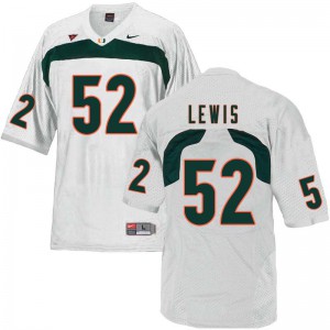 #52 Ray Lewis Miami Hurricanes Men Player Jersey White