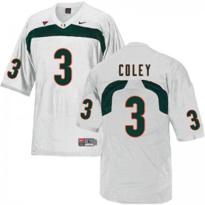 #3 Stacy Coley Miami Hurricanes Men Embroidery Jerseys White