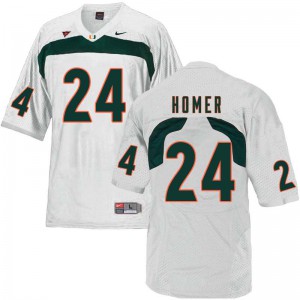 #24 Travis Homer University of Miami Men Official Jerseys White
