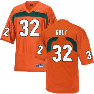 #32 Trayone Gray Miami Hurricanes Men University Jersey Orange