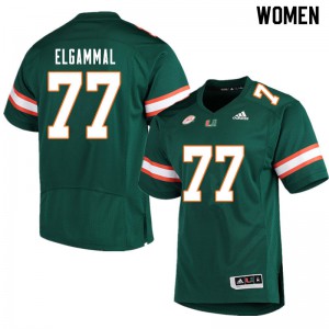 #77 Adam ElGammal University of Miami Women NCAA Jersey Green