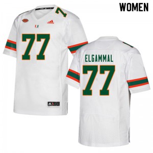 #77 Adam ElGammal University of Miami Women Football Jerseys White