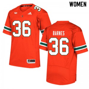 #36 Andrew Barnes Miami Hurricanes Women High School Jerseys Orange