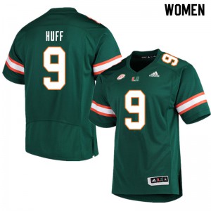 #9 Avery Huff Miami Hurricanes Women College Jerseys Green