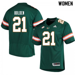 #21 Bubba Bolden Hurricanes Women Alumni Jersey Green
