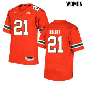 #21 Bubba Bolden Miami Hurricanes Women High School Jersey Orange