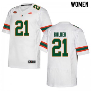 #21 Bubba Bolden Hurricanes Women Football Jersey White