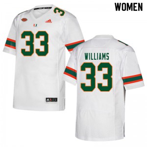 #33 Chantz Williams Miami Women Stitched Jerseys White
