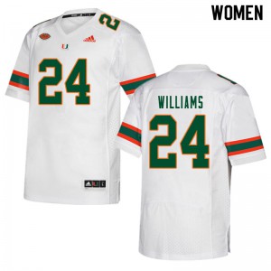 #24 Christian Williams Miami Hurricanes Women University Jersey White