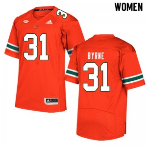 #31 Connor Byrne Miami Hurricanes Women College Jersey Orange