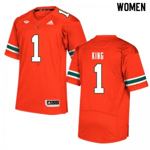 #1 D'Eriq King Miami Women NCAA Jersey Orange
