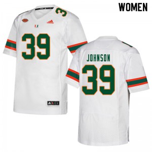 #39 Dante Johnson Miami Hurricanes Women Alumni Jersey White