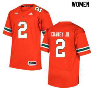 #2 Donald Chaney Jr. University of Miami Women NCAA Jersey Orange