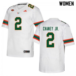 #2 Donald Chaney Jr. University of Miami Women Stitch Jersey White