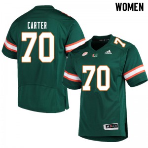 #70 Earnest Carter Hurricanes Women College Jerseys Green