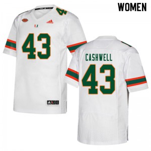 #43 Isaiah Cashwell Miami Women Official Jerseys White